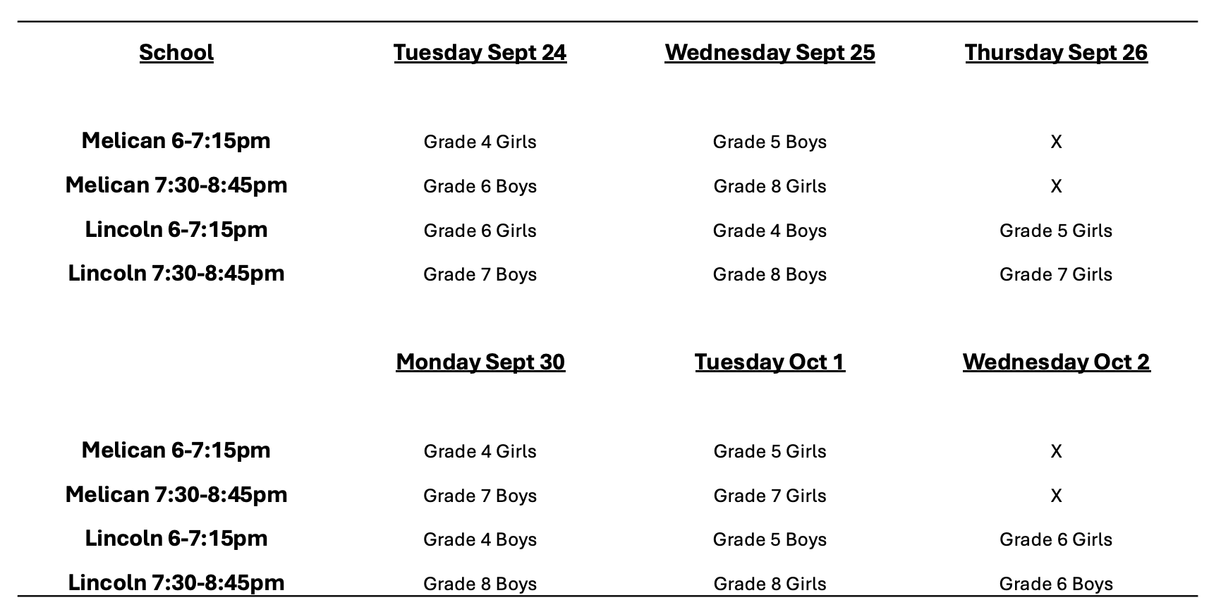 NYBA 2024-2025 Travel Tryout Schedule